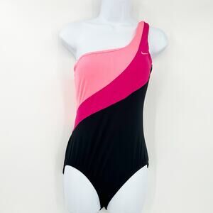 Nike Womens Beach Surf Colorblock Asymmetrical Neck One Shoulder Swimsuit Size M